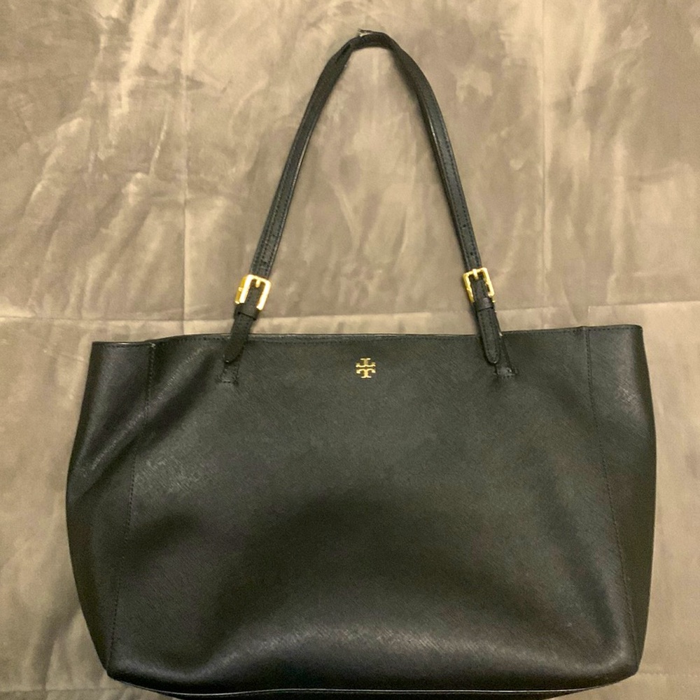 Tory-black saffiano leather tote